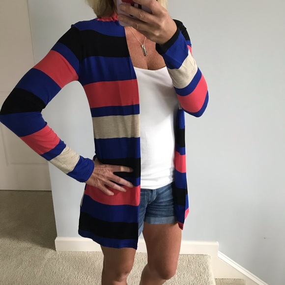 Striped Open Front Cardigan - Picture 5 of 6